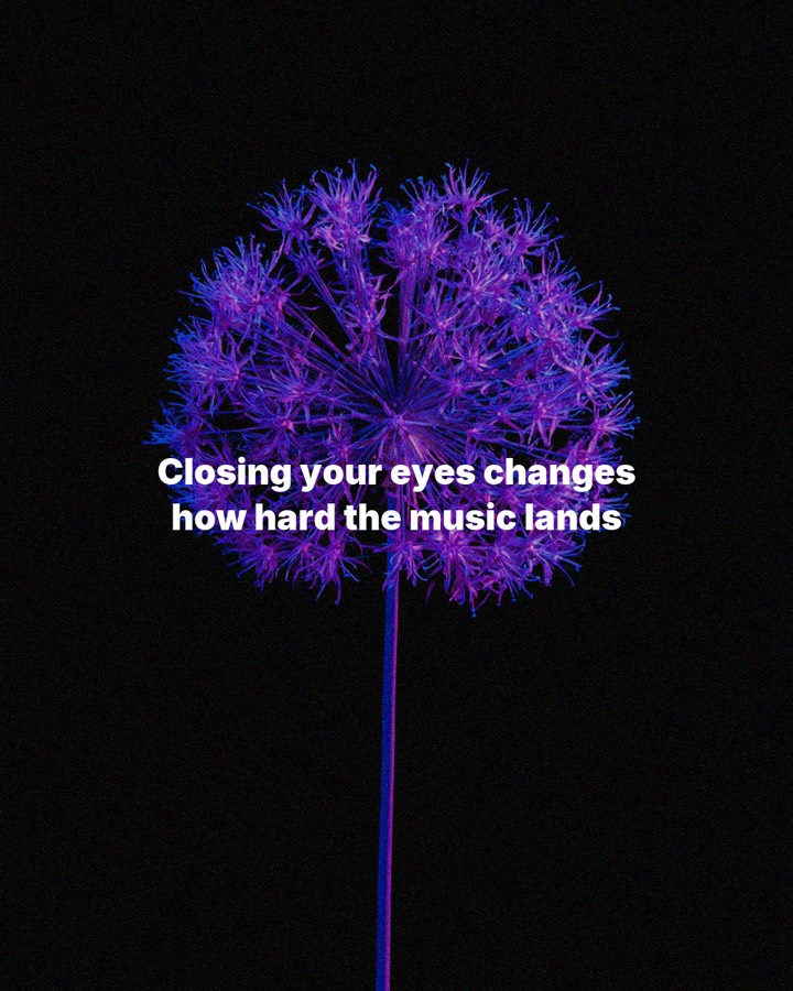 Closing your eyes changes how hard the music lands